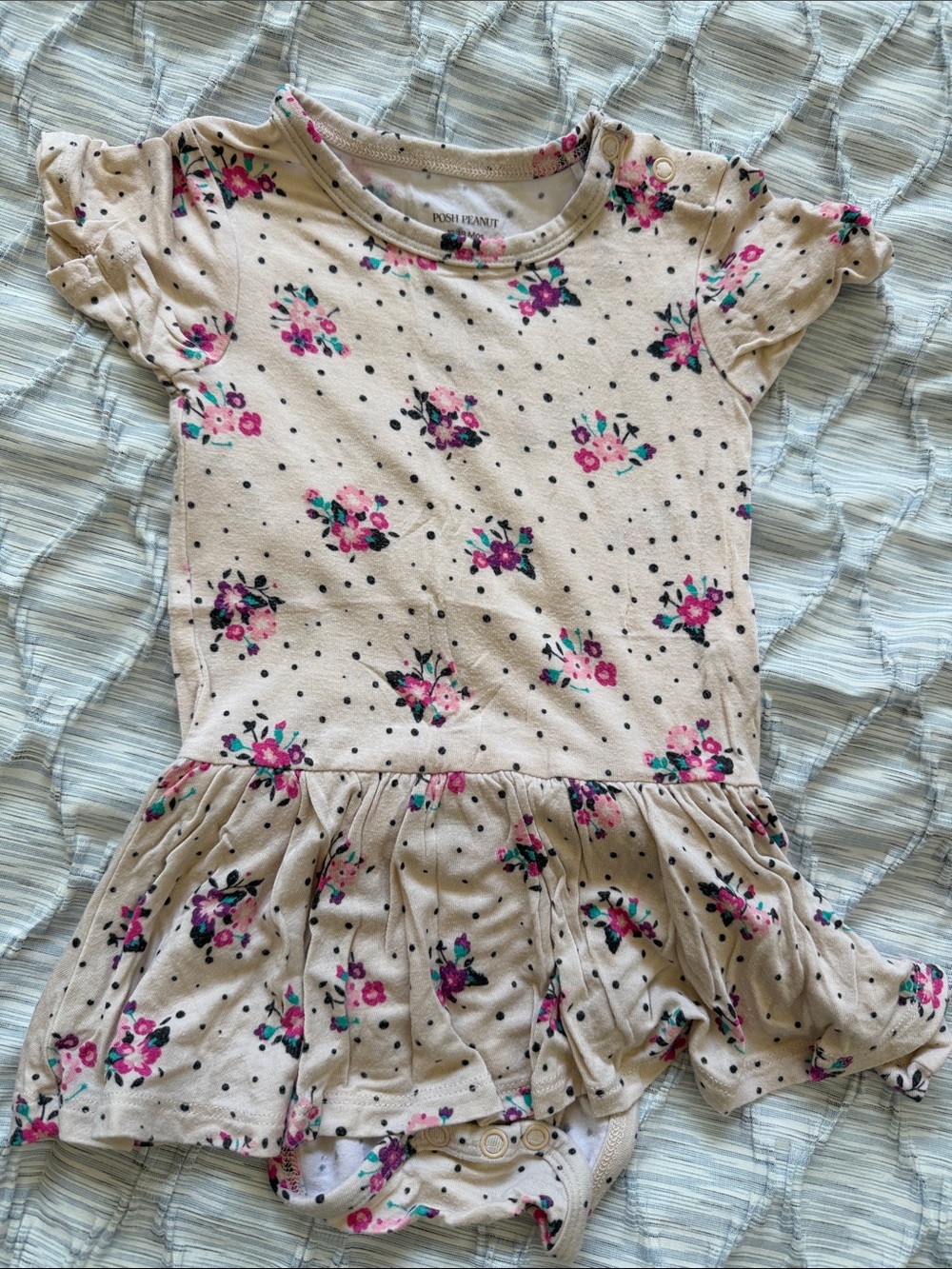 Posh Peanut Beige Floral Polka Dot One-Piece